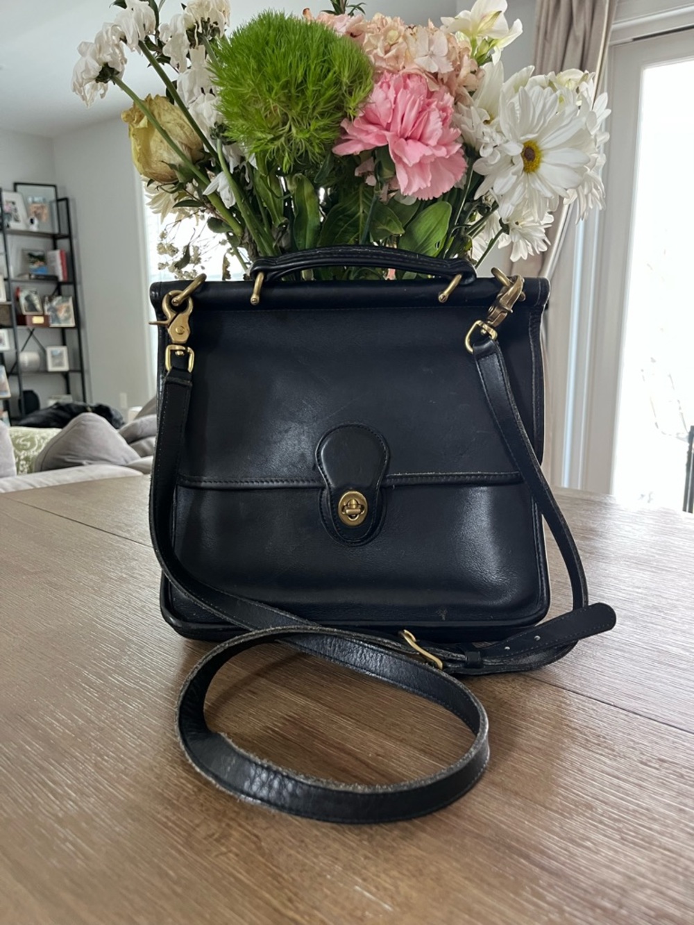 Coach Classic Willis Black Leather Top-Handle Crossbody Bag